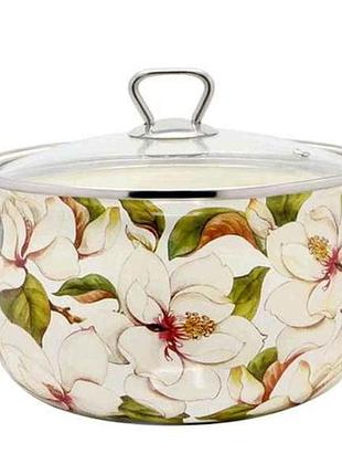 Кастрюля глубокая 5,7л d=24 магнолия 17150 тм interos