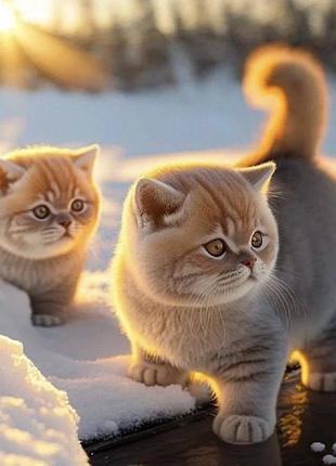 Алмазна мозаїка "кошенята в снігу", без підрамника, 30*40см, в кор. 39*8*3см, тм dreamtoys