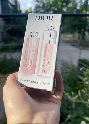 Набір dior addict natural glow set з якій містить зволожувальний бальзам для губ lip glow та блиск-плампер lip maximizer
