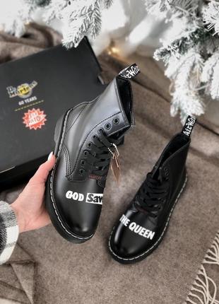 Круті жіночі черевики dr. martens х g queen чорні1 фото