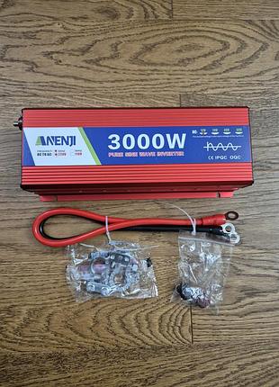 Інвертор anenji 3000w чиста синусоїда перетворювач напруги 12в - 220в для котла опалення, роутера, іншої техніки
