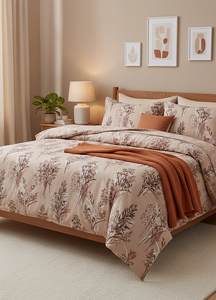 Постільні комплекти з турецького попліну - сухоцвіт охра, 100% бавовна!