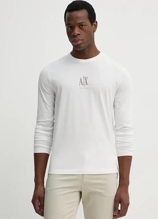 Urbanshop com ua бавовняний лонгслів armani exchange колір білий з аплікацією xm000364 af12308 розміри