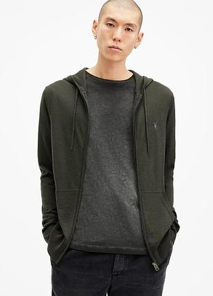 Urbanshop com ua шерстяна кофта allsaints mode merino zip hood колір зелений з капюшоном меланж m084kb розміри