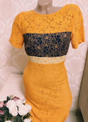 Кружевное платье мандаринового цвета3 фото