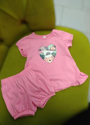 Детский летний костюм для девочки в розовом цвете 80 см smil (размеры уточняйте)