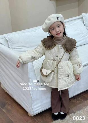 Детская демисезонная куртка пальто для девочки с сумочкой 90-130 см