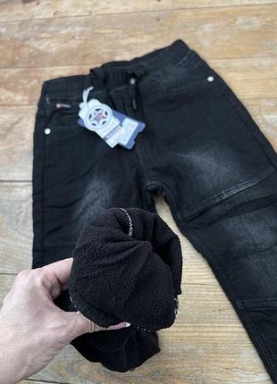Джинси джогери дитячі утеплені чорні для хлопчика 10-11 років 146 см