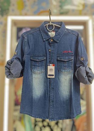 Класcическая рубашка для мальчика в синем цвете в размере 128 см lagard