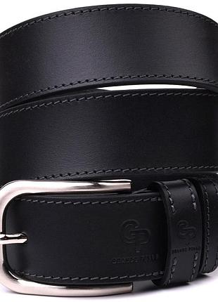 Чоловічий ремінь під джинси з класичною пряжкою з натуральної шкіри grande pelle 20803 чорний