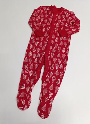 Сліп чоловічок для дівчинки або хлопчика з новорічним принтом 9-12 місяців