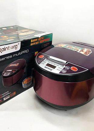 Мультиварка rainberg rb-6207 з фритюрницею, 12 програм, скороварка пароварка мультиварка. цвет - коричневый