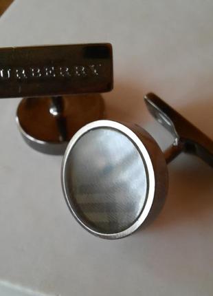 Burberry - запоки new burberry men's light nova grey check round brass cufflinks1 фото