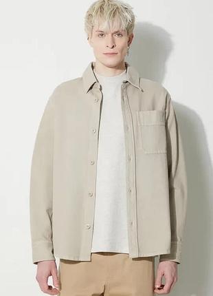Alloriginal бавовняна сорочка a.p.c. surchemise basile brodee poitrine чоловіча колір бежевий regular