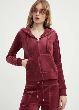 Alloriginal com ua велюрова кофта juicy couture колір бордовий з капюшоном однотонна jcap176 розміри запитуйте