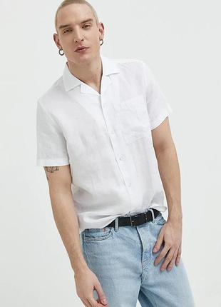 Urbanshop com ua сорочка з льону hugo колір білий regular розміри запитуйте