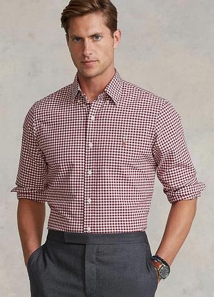 Alloriginal com ua бавовняна сорочка polo ralph lauren чоловіча колір червоний slim комір button-down