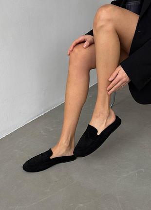 Premium! жіночі чорні шльопанці літні еко-замша літо