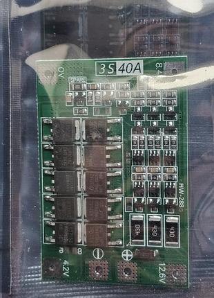 Плата защиты bms 3s 40a для li-ion аккумуляторов с балансировкой.