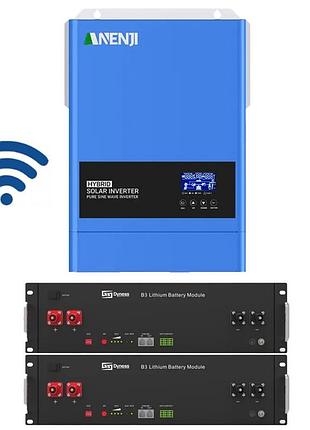 6.2 квт+7.2 квт lifepo4 комплект резервного живлення інвертор anenji wifi + 2 акумулятора dyness b3 для будинку, квартири