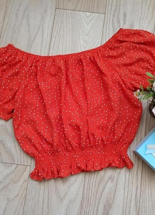 Вкорочена блуза топ в горох