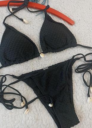 Новый черный рифлёный купальник размер м (75,80 в)