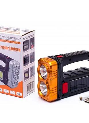 Мультифункциональный фонарь 7701-b cob с солнечной панелью и зарядкой от usb