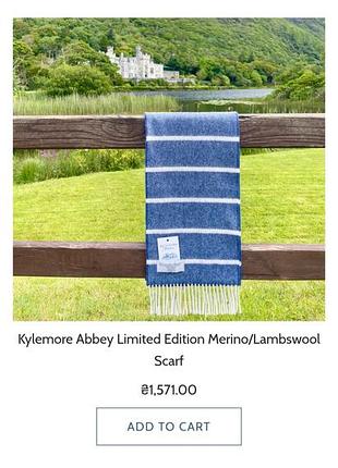 Шарф из шерсти kylemore abbey. Ирландская.