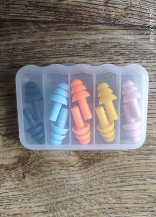 Беруши силиконовые беруши в пластиковом кейсе 5 пар silicone earplugs multicolor