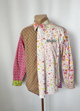Shite shirts яркая клоунская рубашка разноцветная этно бохо хиппи хлопок