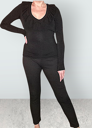 Костюм женский трикотажный черный кофта лонгслив брюки джоггеры вискоза коттон h&amp;m sm