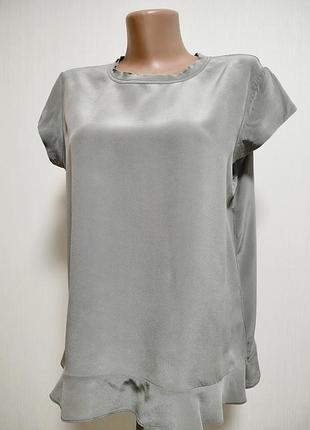 100% шелк блуза серебристая