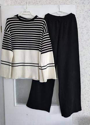 Теплий костюм кофта штани палаццо комплект