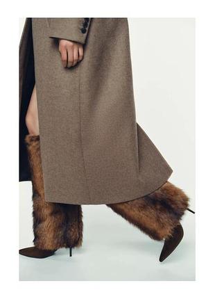 Коричневі чоботи zara хутряні чоботи на підборах високі чоботи на тонких підборах гостроносі чоботи з гострим носком жіночі чоботи на високих підборах