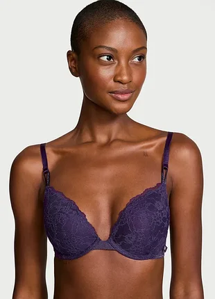 Бюстгальтер victoria’s secret sexy tee sequin posey lace push-up, мереживний, фіолетовий amethyst, 36c 💜✨ 80с