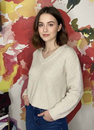 Светр жіночий в'язаний topshop з v-подібним вирізом розмір s