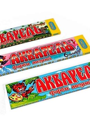 Акварель 6 цветов медовая, картон 02001 тм люкс колор