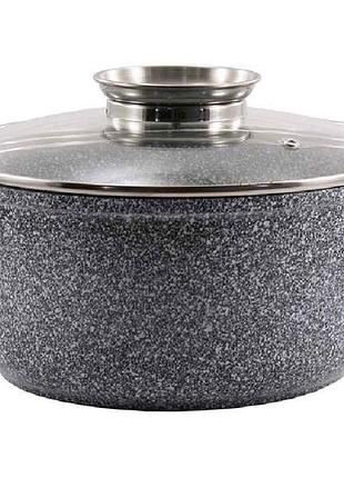 Кастрюля алюминиевая круглая 1,2л мармур, индукц. 0316-sn тм zauberg