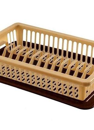 Сушилка пластиковая для посуды с поддоном (13тар) (бежево-кор) тм r-plastic