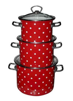 Комплект посуды 3 предм. №1500 красная полька тм idilia