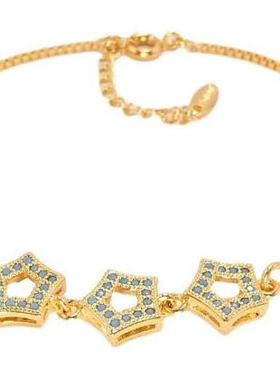Браслет позолота 18k звездное трио длина с доп. цепочкой 17,5-20,5см. (918426) тм xuping