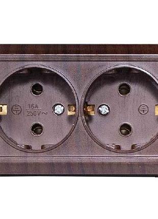 Розетка подвійна з заземленням opera 2908 (вишня) тм luxel