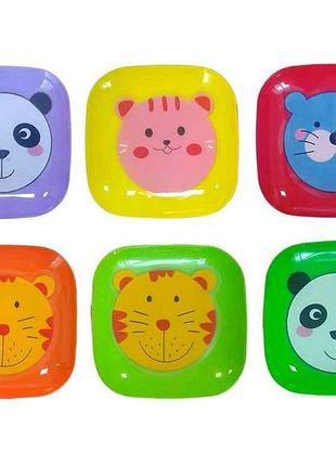 Тарелка мелкая (185*185*25 мм) голубая с рисунком ассорти тм полимербит