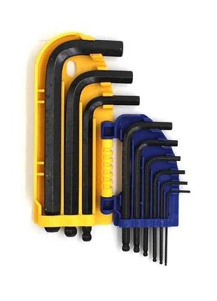 Набор ключей г-образных шестигранных 9 шт crv, шаровой наконечник 1.5, 2, 2.5, 3, 4, 5, 6, 8, 10 мм тм kubis