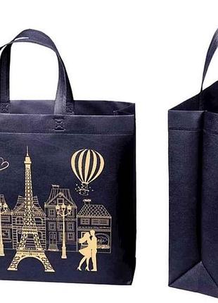 Эко сумка бокс с печатью paris с замком 385х320х120мм 400мм тм ecobag