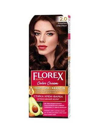 Крем-фарба каштановий д/волосся кератин 2.0 тм florex
