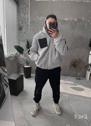 Оверсайз-бомбер теді на змійці, чоловіча кофта барашек в неймовірно стильному виконані