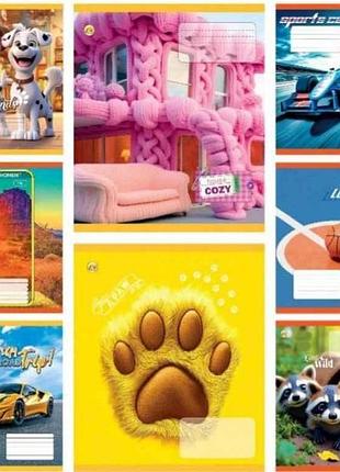 Зошит в косу лінію 12арк. 25шт/уп тверда мікс 5 та53116 тм тетрада