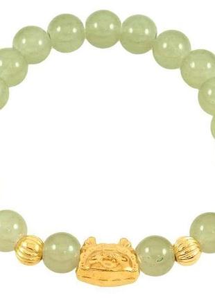 Браслет на резинке стекло «зеленые бусины с вставками, ø8мм» (230299) тм xuping