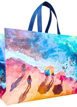 Эко сумка морской пейзаж 105гр 490x370(2*100)(1*30) 500мм тм rendpak